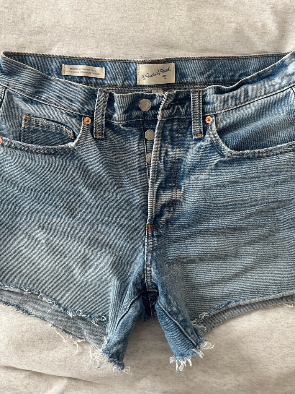 Vintage Light Wash Denim Cutoff Shorts - Button Fly